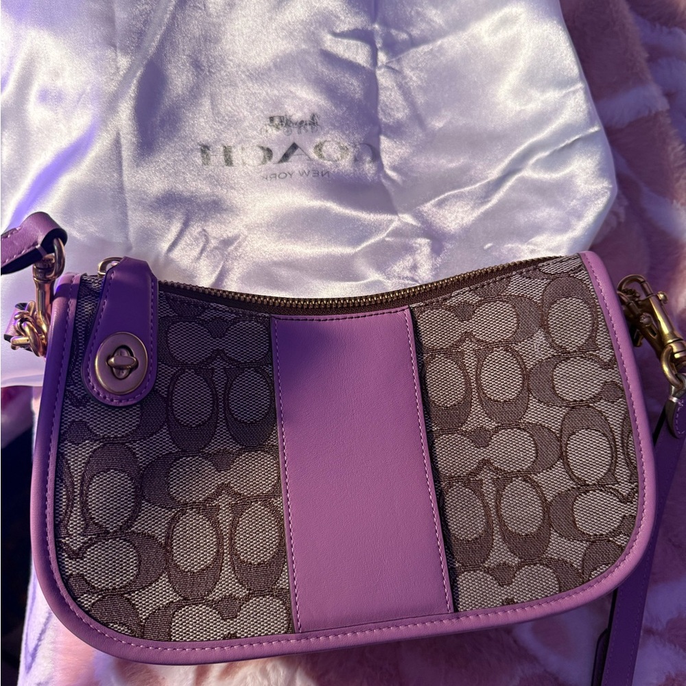 Coach Lavender and Brown Shoulder Bag